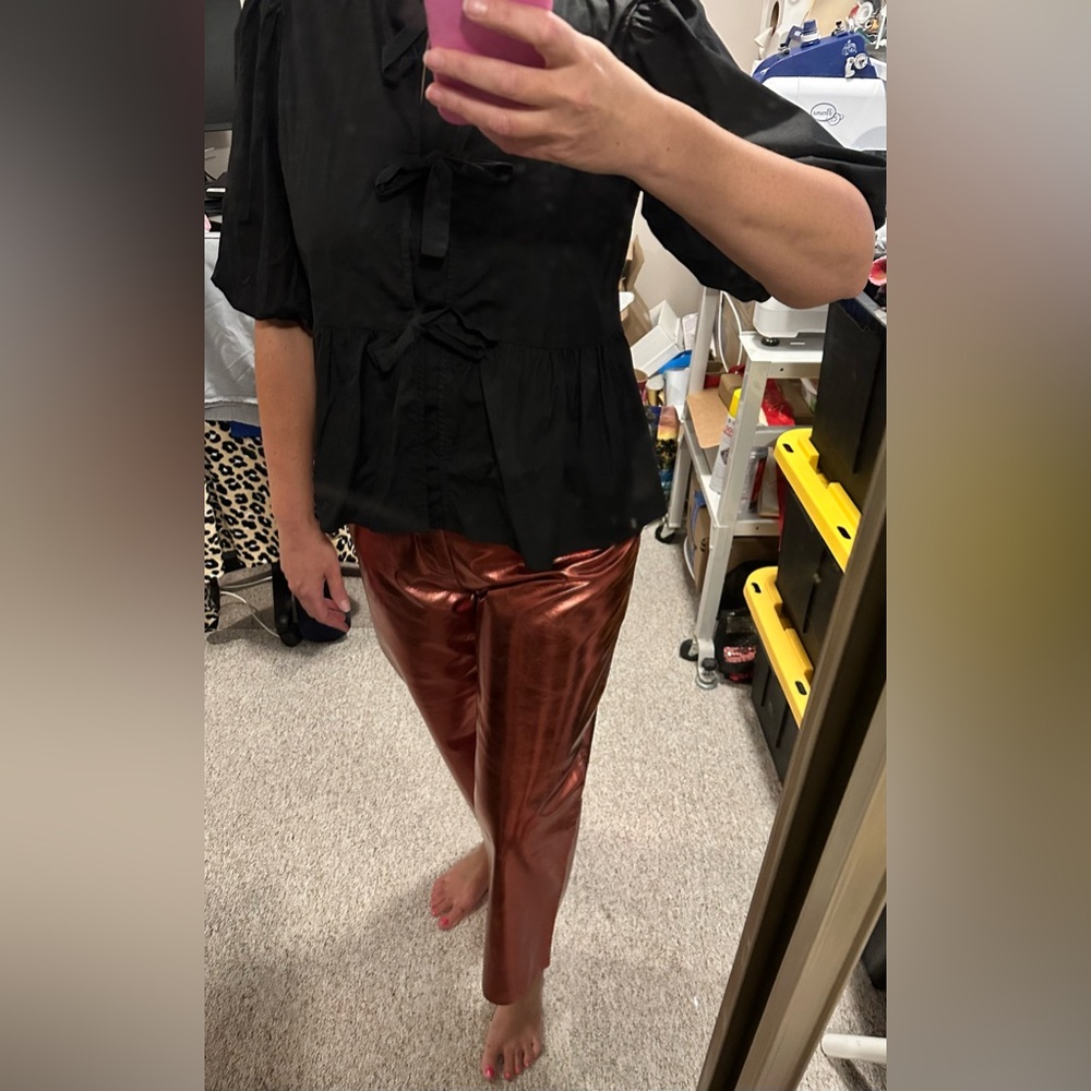 Buddy Love Metallic Copper Cropped Pants - Picture 3 of 5